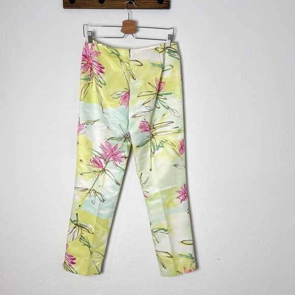 Neiman Marcus Floral Dress Pants Green - Picture 5 of 7